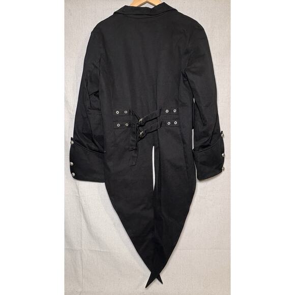 Y2K Goth Steampunk Tailcoat Jacket Women’s Sz L Black Costume - Picture 2 of 6